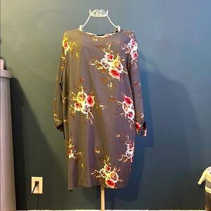 Black Sheath Dress with Pink Floral Bateau Neckline